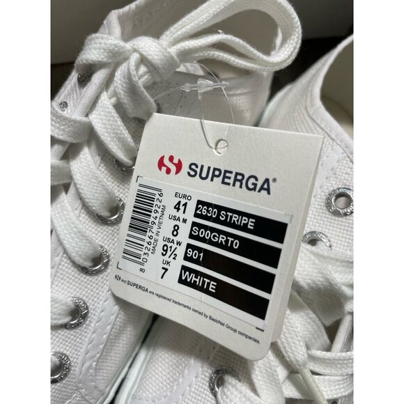 Superga 2630 Stripe Canvas Platform Sneakers NEW Women’s Size 41 US 9.5 - Picture 4 of 11